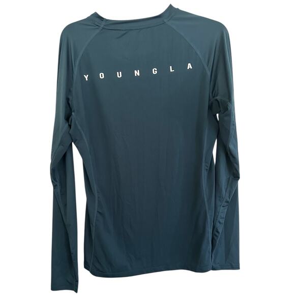 YoungLA Shirt Green Long Sleeve Performance Stretch Crew Neck Lightweight XL - Picture 3 of 9